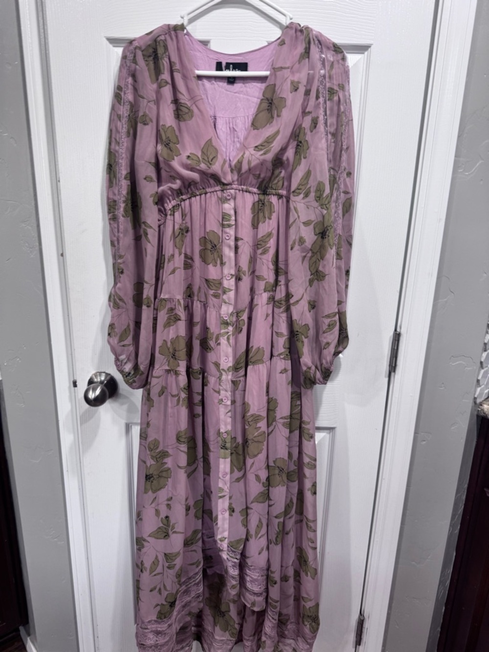Lulu's Dusty Pink Floral Button-Front Maxi Dress